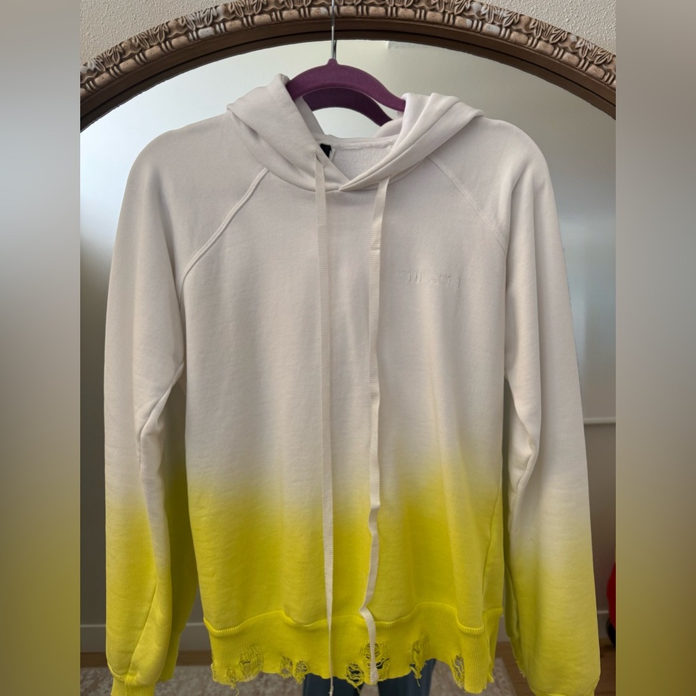 BEN TAVERNITI UNRAVEL PROJECT TATTOO LOGO TIE DYE SWEATSHIRT IN WHITE LIME